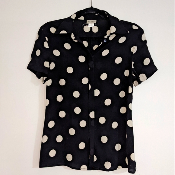 Mondi Tops - Vintage Polka Dot Silk Blouse